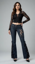Midnight Lace Flare Jeans – Elegant Lace Edition